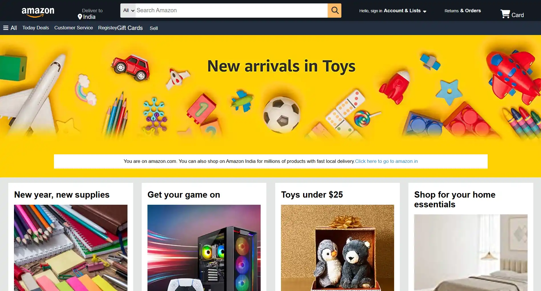 Amazon homepage user interface design